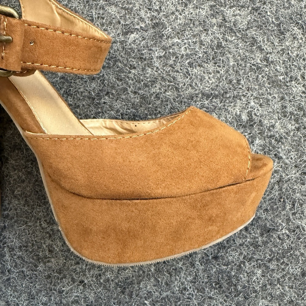 Candie's Baskin Platform Sandals Faux Suede Tan - Picture 8 of 14